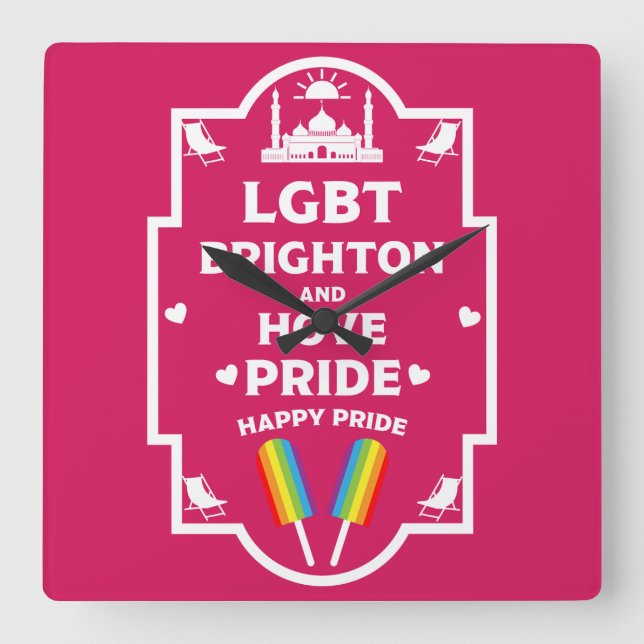 Brighton Gay pride Fyrkantig Klocka (Framsida)