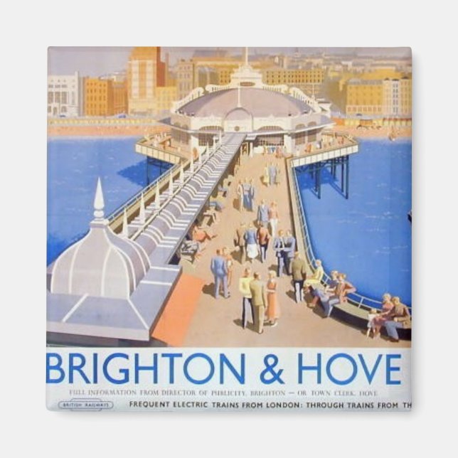 Brighton & Hove Railway Poster Vintage Hiking Anka Magnet (Framsidan)