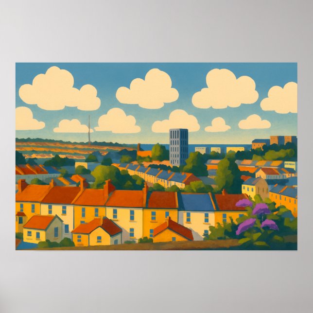 Brighton & Hove RoOfops - Whimsical Townscape Poster (Framsidan)