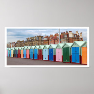 Brighton och Hove Beach Colorful Huts Poster
