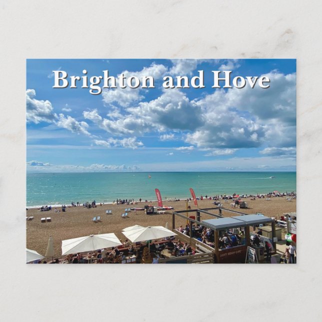 Brighton och Hove Beach på sommardagen Vykort (Framsida)
