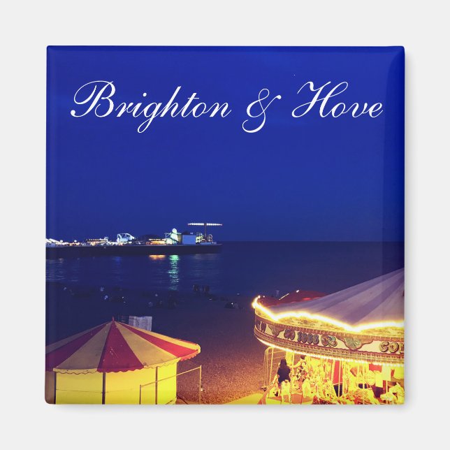 Brighton och Hove Beach vid nattetid Magnet (Framsidan)