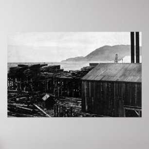 Brighton, Oregon Lumber Mills on Kusten Photograp Poster