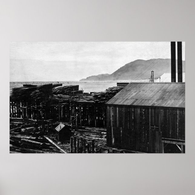 Brighton, Oregon Lumber Mills on Kusten Photograp Poster (Framsidan)