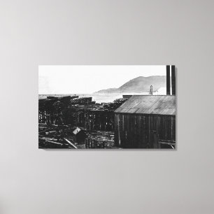 Brighton Oregon sågverk på kusten Photograp Canvastryck