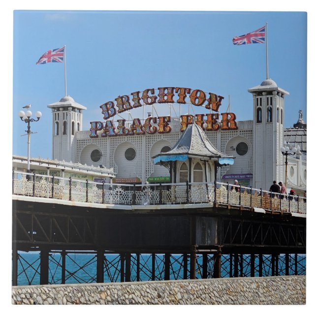Brighton Palace Pier-vy för keramiskt plattor Kakelplatta (Framsidan)