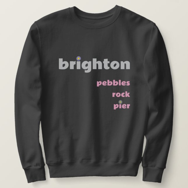 Brighton Pebbles Rock Pier M Grå Rosa Tröja Lång Ärmad Tröja (Design framsida)