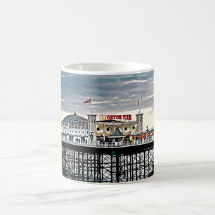 Brighton Pier & Cloudy Himlar Digital Painting Kaffemugg