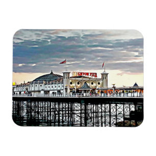 Brighton Pier & Cloudy Himlar Digital Painting Magnet