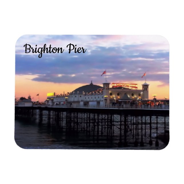 Brighton Pier in Evening Photo Magnet (Horisontell)