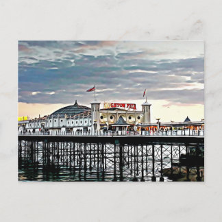 Brighton Pier & Solnedgång Digital målning Vykort
