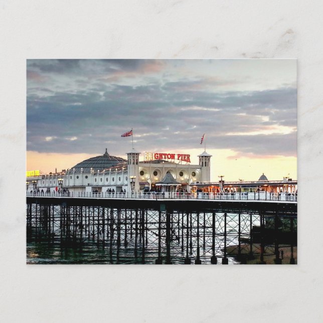 Brighton Pier Sunset Photo Vykort (Framsida)