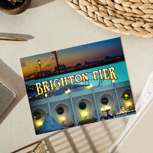 Brighton Pier UK Two Photos Postcard Vykort