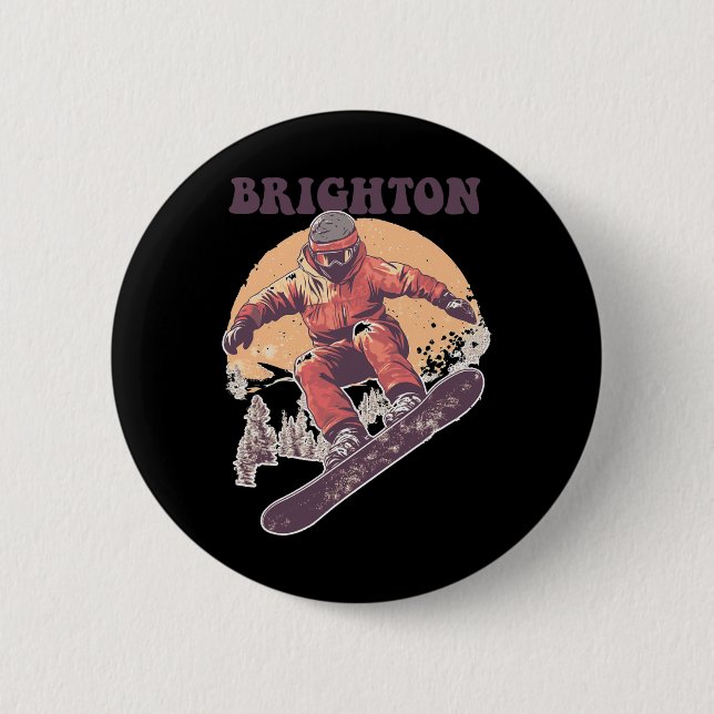 Brighton Utah Retro Snowboard Knapp (Framsida)