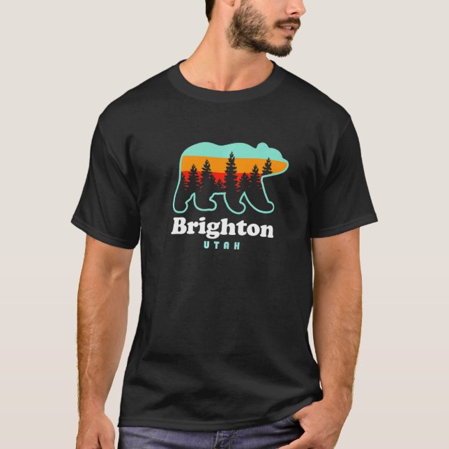 Brighton Utah Town Summer Bear Skiing Vacation T Shirt (Framsida)