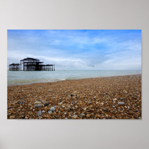 Brighton Väster Pier liggande Poster