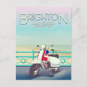 Brighton Vintage union jack scooter reseskylt Vykort