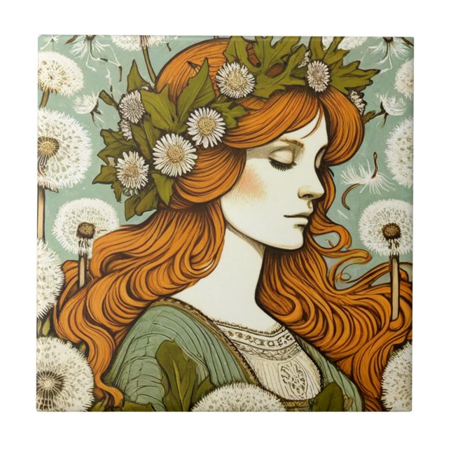 Brigid Goddess Dandelion Kakelplatta (Framsidan)