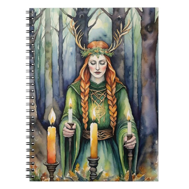 Brigid Imbolc Candlelight Forest Celtic Wiccan Anteckningsbok (Framsidan)