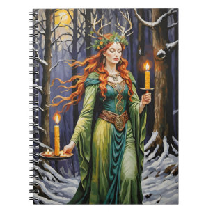 Brigid Imbolc Candlelight Forest Celtic Wiccan Anteckningsbok