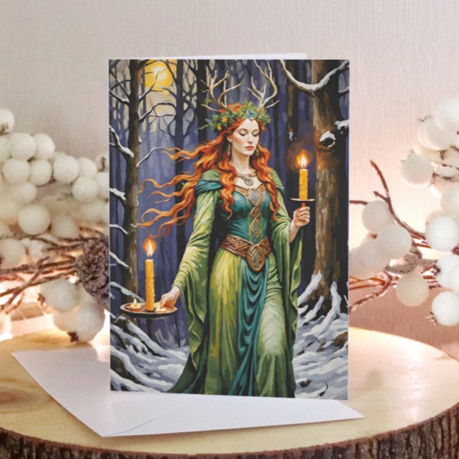 Brigid Imbolc Candlemas Forest Celtic Wiccan Helgkort (Brigid Imbolc Candlemas Forest Celtic Wiccan Holiday Greeting Card)