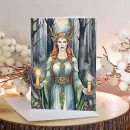 Brigid Imbolc Candlemas Forest Celtic Wiccan Helgkort