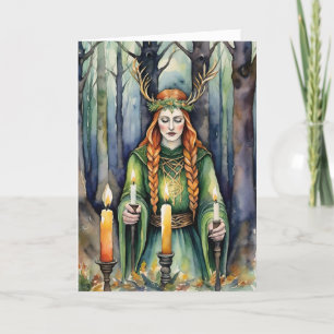 Brigid Imbolc Candlemas Forest Celtic Wiccan Helgkort