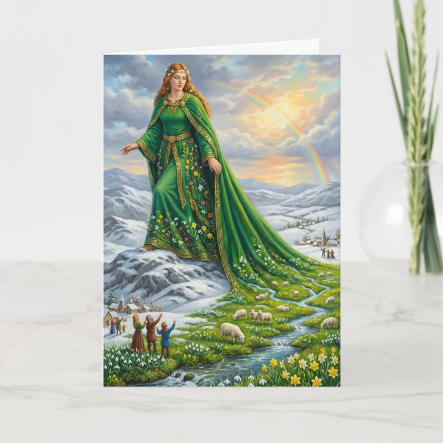 Brigids mantel (att bringa våren) kort (Framsida)