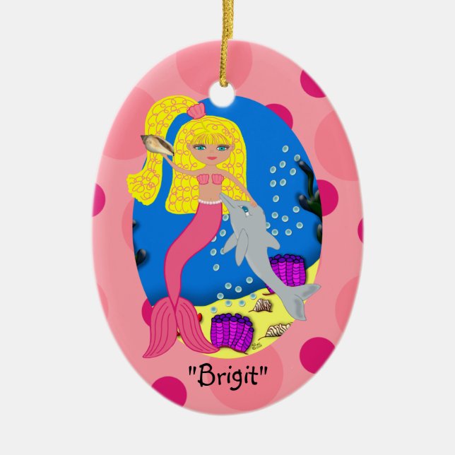 Brigit Rosa Sjöjungfru Ornament (Framsidan)