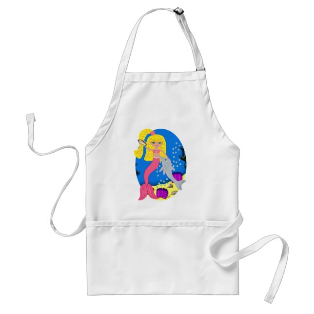 Brigit the Rosa Sjöjungfru and Dolphin Apron Förkläde (Framsidan)
