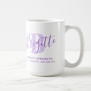Brigitte namn betyder monogram B lila text Kaffemugg