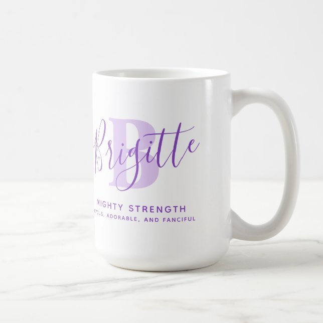 Brigitte namn betyder monogram B lila text Kaffemugg (Höger)