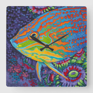 Briljande tropisk fisk I Fyrkantig Klocka