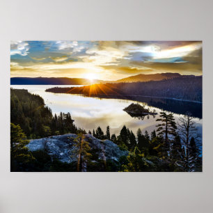 Briljant himmel på smaragdfjärden Lake Tahoe Poster