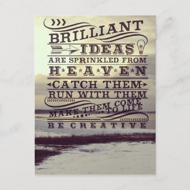 Briljant idé från himlen Var kreativ Frusen sjö Vykort (Framsida)