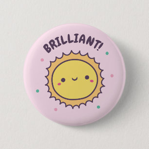 Briljant Söt Sol Doodle Knapp