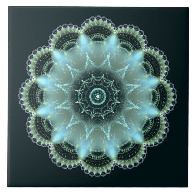 Briljant stjärnfraktal mandala kakelplatta (Framsidan)