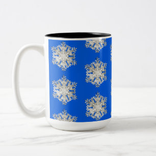 Briljantad Silver Ice Blue-julsnöflake Två-Tonad Mugg