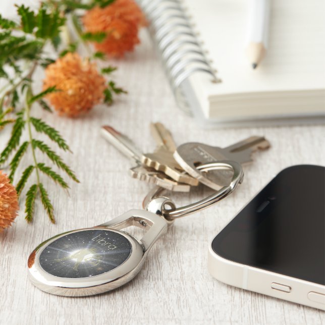 Briljantlibra Ovalt Silverfärgad Nyckelring (Sidan)