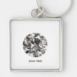 Briljantrunda Diamant Fyrkantig Silverfärgad Nyckelring