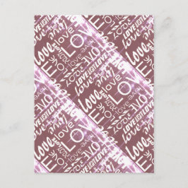 Briljantvit och Rosa Classic Kärlek Ord Vykort