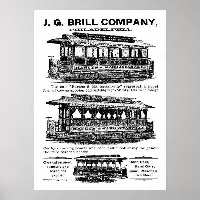 Brill Company Streetcar och Trolleys Poster (Framsidan)