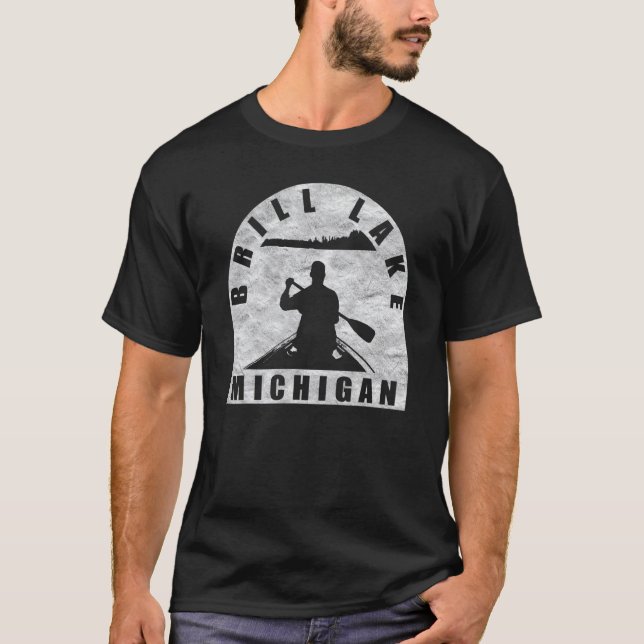 Brill Sjö Canoeing Michigan T Shirt (Framsida)