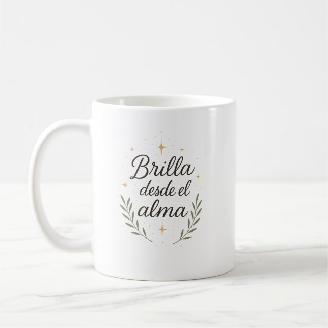 ✨ Brilla desde el alma – Caligrafía Botánica Kaffemugg (Vänster)