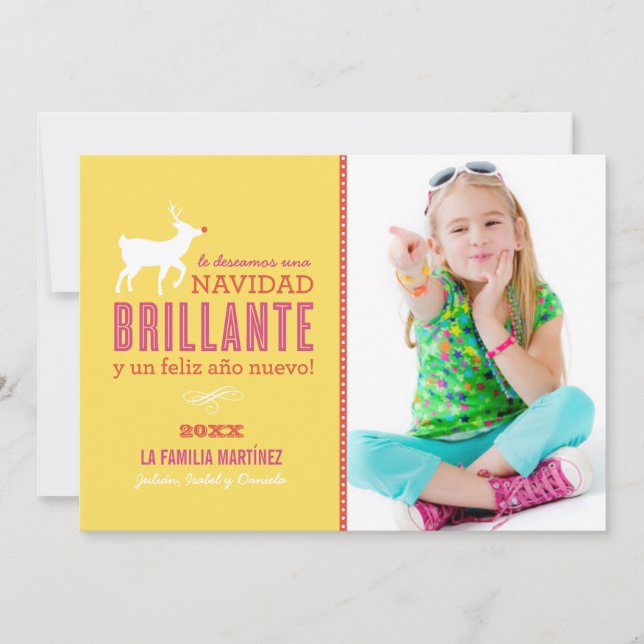 Brillante Deseos de la Navidad Tarjeta de la Foto Julkort (Framsida)