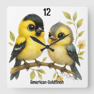 Brilliant American Goldfinch Fyrkantig Klocka