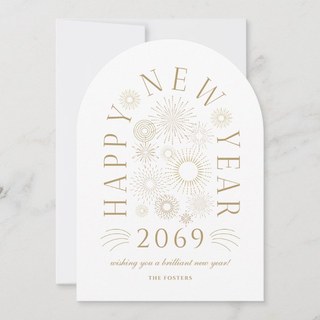 Brilliant Arch New Year Firework Greeting Card Inbjudningar (Framsida)