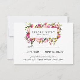 Brilliant Bloom Bröllopsvar RSVP MÅLTID alternativ OSA Kort
