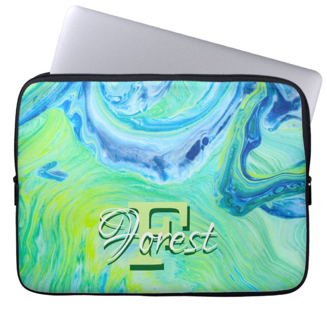 Brilliant Blue Fluid Art Laptop Fodral (Framsidan)
