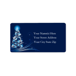 Brilliant Blue Julgran Address Label Adressetikett